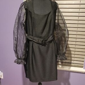 Fashion to Figure Black Sheath Dress with Bishop Sleeves